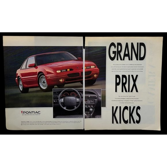 Pontiac Grand Prix Print Ad Vintage 1993 Sports Coupe Car Auto 90s - Picture 1 of 6
